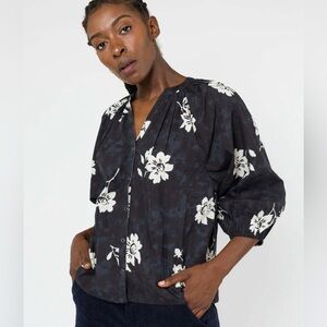 Apiece Apart M Mitta Top Placement Floral Black White organic shirt like new